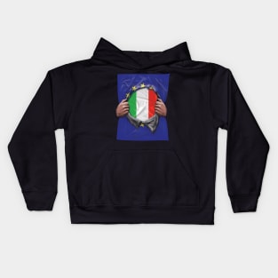 Italy Flag European Union Flag Ripped Open - Gift for Italian From Italy Kids Hoodie